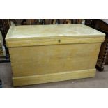 Large Pine Trunk with hinged lid, carrying handles 49”w x 25”d x 28”h