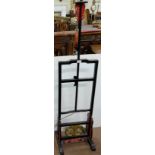 19thC Chinese Pole Stand, converted to a standard lamp, with red and gold fretwork on lower base,