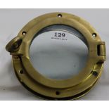 Brass framed ships porthole, with backing, 8” dia