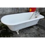 Victorian Cast Iron Roll Top Bath, on ball and claw feet, 6ft”ww, chrome mixer taps