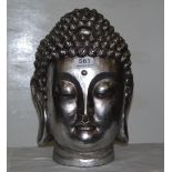 Silvered Bust of a Tibetan Monk’s Head, 14”h