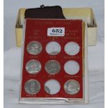 Various English Commemorative Coins in box, brass “token money”, Vatican souvenir coins etc
