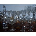 Cut glass decanter (sl pl Scotch label) & group of glassware (20 pieces approx)