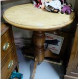 Circular Oak Occasional Table on a tripod base, 28” dia