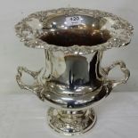 Silver Plate Wine Cooler with 2 handles, urn shaped, 11”h