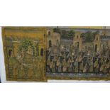 Pair of Indian Wall Hangings, processional scenes (2)