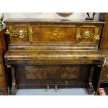 Collard and Collard Upright Piano, in a walnut frame, with polished brass sconces