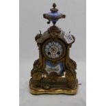 Ornamental French Mantle Clock with Serves dial and front panel, 14.5”h (not working) & a gilt stand