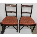 Matching Set of 6 Georgian Mahogany Dining Chairs, with triple rail backs, on turned and reeded