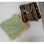 2 groups cushion covers – 8 Turkish Kilim (various patterns) & 10 satin, various colours (18)