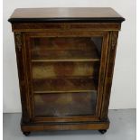 Edwardian Walnut Pier Cabinet, the borders inlaid with ebony and amboyna wood, brass mounts,