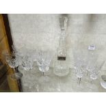 Waterford Cut Glass Decanter and matching set of 6 wine glasses and 6 flutes (13)