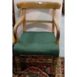 WMIV Oak Carver Armchair, green seat