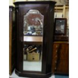 Victorian Mahogany Corner Wardrobe with a bevelled mirror door enclosing hanging hooks, 3ft3”w x