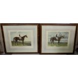 Pair of equestrian lithographs engraved by C Hunt. “Cotherstone, the winner of the Derby Stakes at