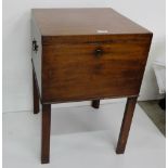 19thC Mahogany Cellaret, square shaped, on chamfered legs, the hinged lid opening to an