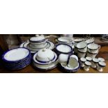 Blue and White Tea Set & group of similar graduating serving plates, tureens