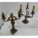 Two Ormolu Candlebra, 1 with blue ground insert (2)