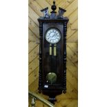 Double Weight Vienna Clock, in a mahogany case with white dial,