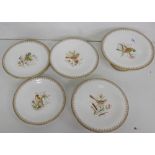 8 Piece Royal Worcester Dessert Service, incl. 2 3 tureens and 5 plates, all hand painted scenes