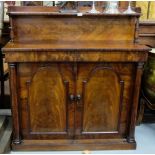 WMIV Mahogany Chiffioner, with a raised rear galleried shelf over two cabinet doors enclosing