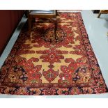 Persian Floor Rug, grey ground with large red patterned central medallion, 2m x 1.55m