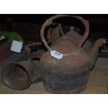 2 old metal kettles & large mincer (3)