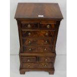 Miniature Mahogany Tallboy, 4 short drawers & 4 long drawers, bracket feet, 30”h x 15”w