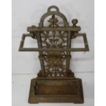 Edwardian Cast Iron Stick Stand, with fretwork back, painted green (lozenge mark)