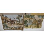 2 woven Tunisian wall hangings – camels and horses (27”w x 33”l)
