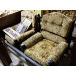 Matching Pair of Dutch Oak framed Armchairs, with padded seats