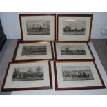 Set of 6 Bianconi Coaching Scene Prints, in mahogany frames