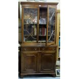 Mahogany Two Door Bookcase, the astragal glazed doors over two apron drawers two cabinets, 38”w x
