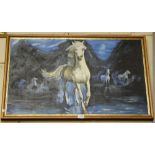 PHILIP S CHILD ltd ed print (of 300 prints) "Contentment", oil – study of a white horse, signed H