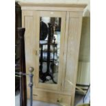 Stripped Pine Wardrobe with single mirrored door, 46”w
