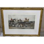 Pair of colour photo engravings, “Not Caught Yet” & “The Run of the Season”, after Alfred Strutt, in