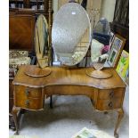 1950’s Dressing Table with 3 swivel mirrors, 48”w