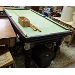 Victorian Mahogany Framed Snooker Table, the slated top covered with green baize, on 4 turned