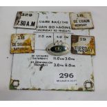 Enamel Post Box Label with collections times & 4 removable dates & oval P & T brooch (6)