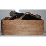 Box of wooden backed grooming brushes