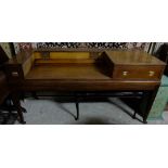 Regency inlaid Mahogany Spinnet converted to a dressing table with drawers and tapered legs, 66”w