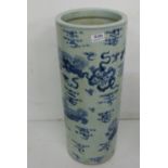 Blue and White Porcelain Stick Stand, 23”h, 9” dia
