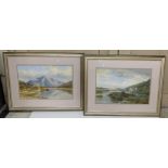 3 Watercolours of Connemara Landscapes (1 of Kylemore Abbey), in similar silvered frames