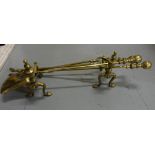 3 Piece Brass Fire Iron Set and a matching pair of Fire Dogs