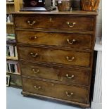 Georgian Mahogany Tallboy with graduating drawers and underneath feet not original, brass handles,