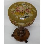 WMIV Rosewood Piano Stool, with floral needlepoint covered seat