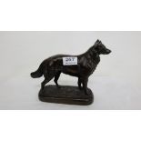 19thC Bronze Study of a Collie Dog, on a natural base, 10”w x 7”h