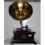 Reproduction Gramophone with brass horn