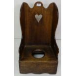 19thC Oak Child’s Rocking Commode with heart shaped insert, 12” w x 24”h