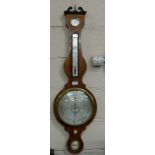 19thC Banjo Barometer in Mahogany Case, silvered dial, stamped “J Soinalvia”, Kirby St, Hatten Gdn
